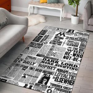 harry potter newspaper rug custom size and printing 0